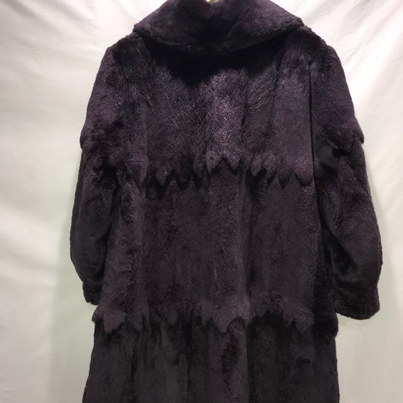 POLO NORTE DEEP PURPLE FULL LENGTH RABBIT FUR COAT - Picture 2 of 14
